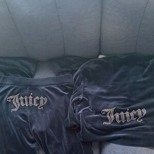 Juicy Couture Black Velour Set with Rhinestone Logo